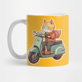 Kawaii cat riding scooter Mug